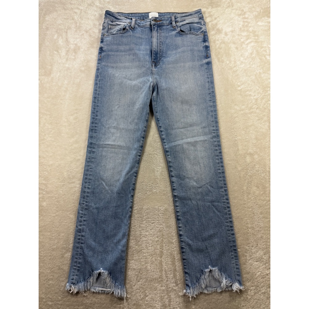 Jonathan Simkhai Womens Standard Straight Frayed Hem Blue Jeans 31 Meas: 29x27.5